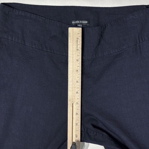 Eileen Fisher Navy Blue Stretch Linen Blend Ankle Cuffed Pants Women's Size S - Picture 8 of 8